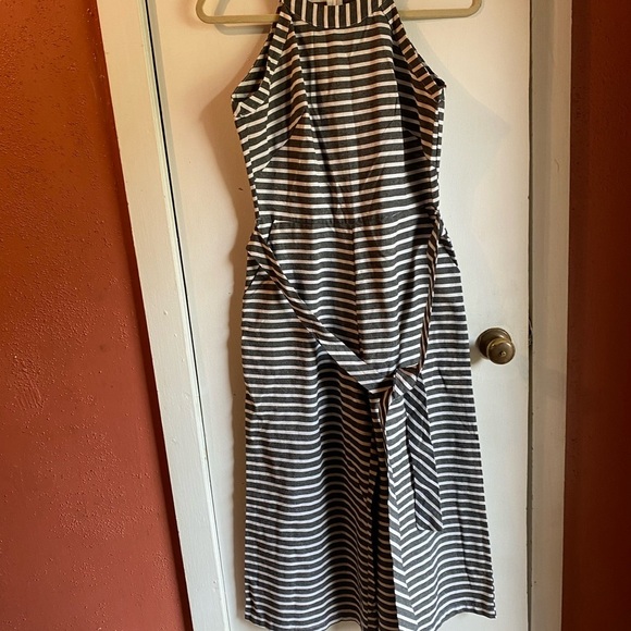 Striped Halter Sleeveless Jumpsuit With Pockets SZ Small - Picture 2 of 9